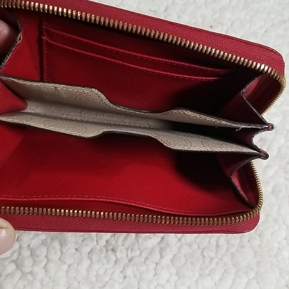 Michael Kors Ostrich Leather Wallet Wristlet Red - Picture 3 of 5